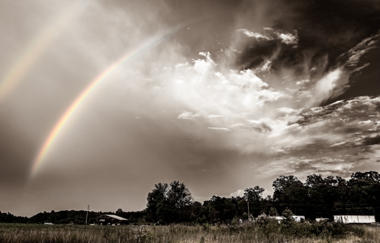 Retreating Thunderstorm, Double Rainbow